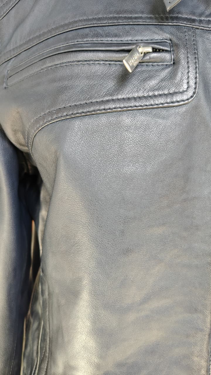 Chaqueta Cuero Hombre Badar Azul Marino