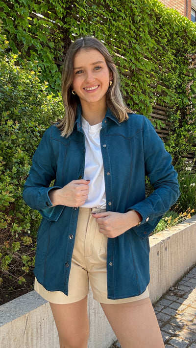 Camisa Gamuza Nilo Turquesa