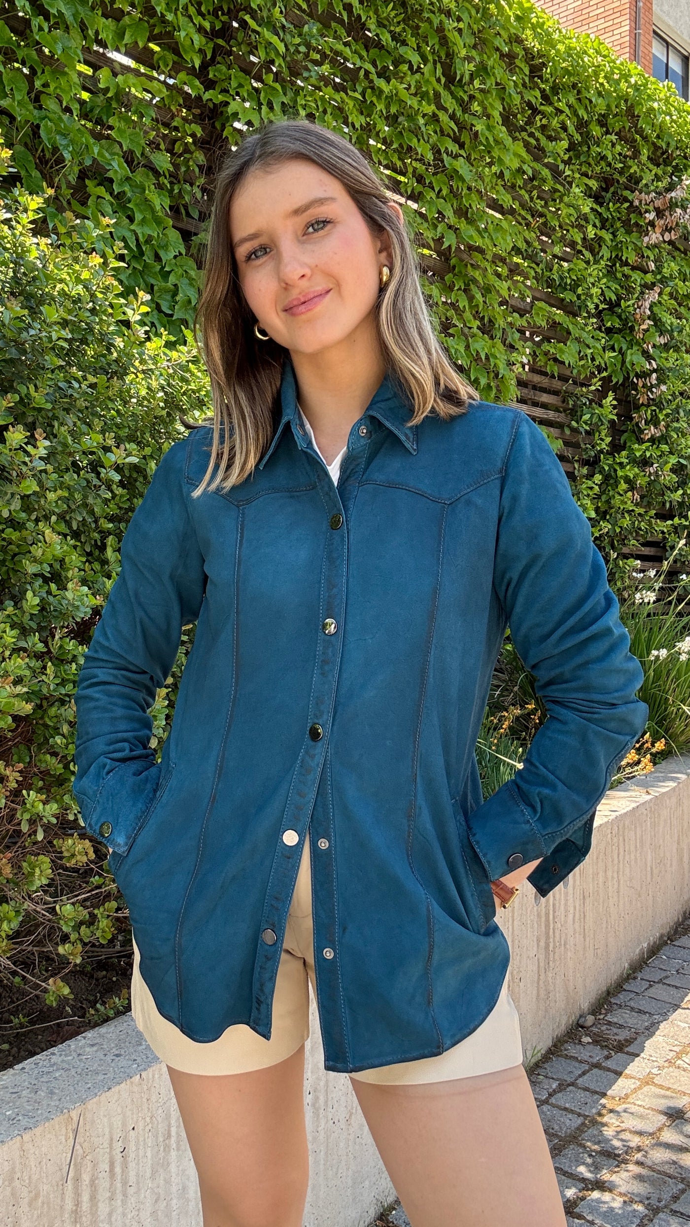 Camisa Gamuza Nilo Turquesa