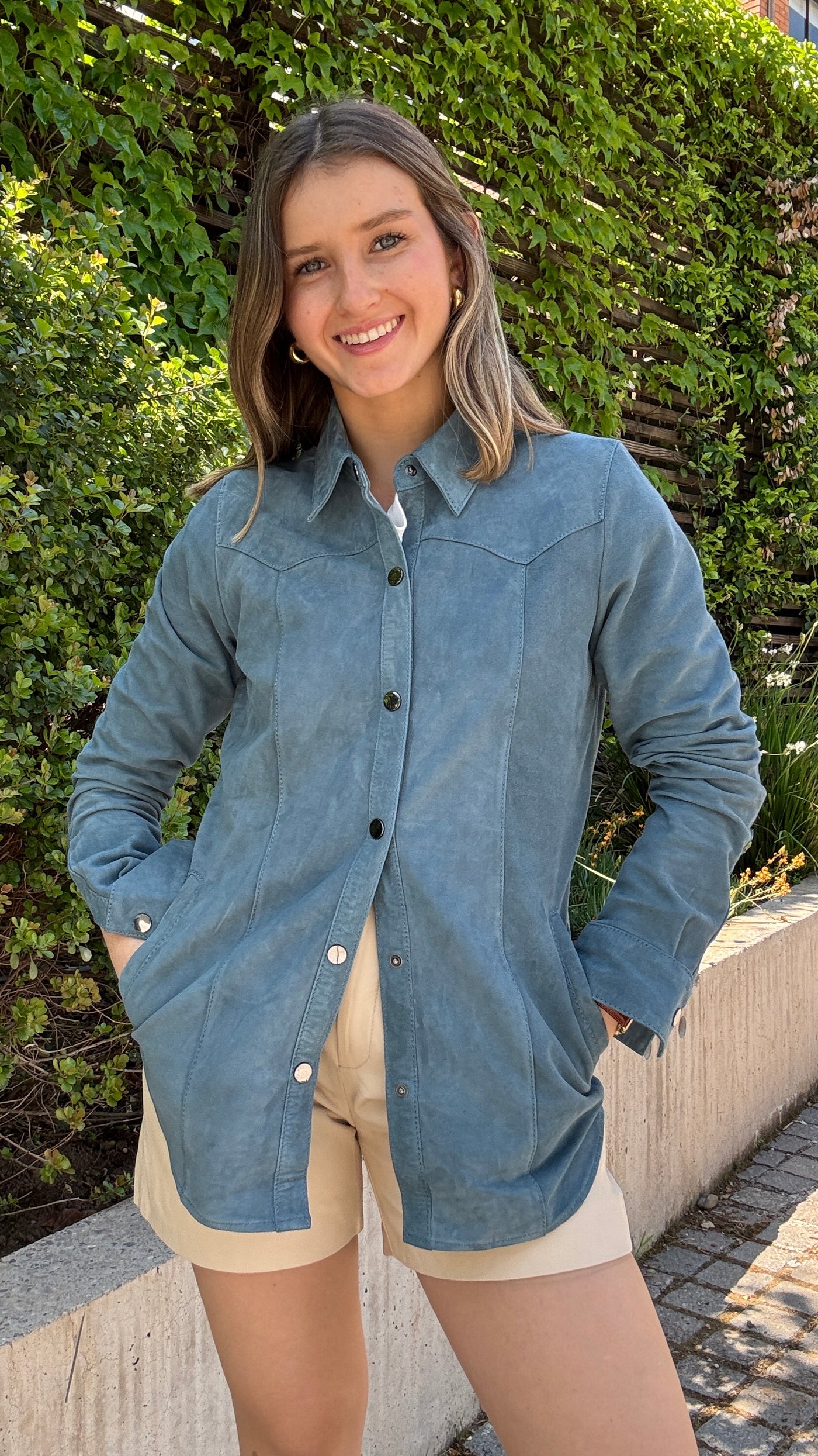 Camisa Gamuza Nilo Celeste