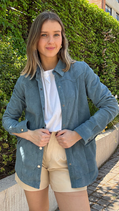 Camisa Gamuza Nilo Celeste