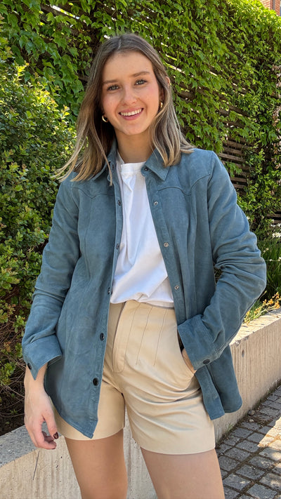 Camisa Gamuza Nilo Celeste