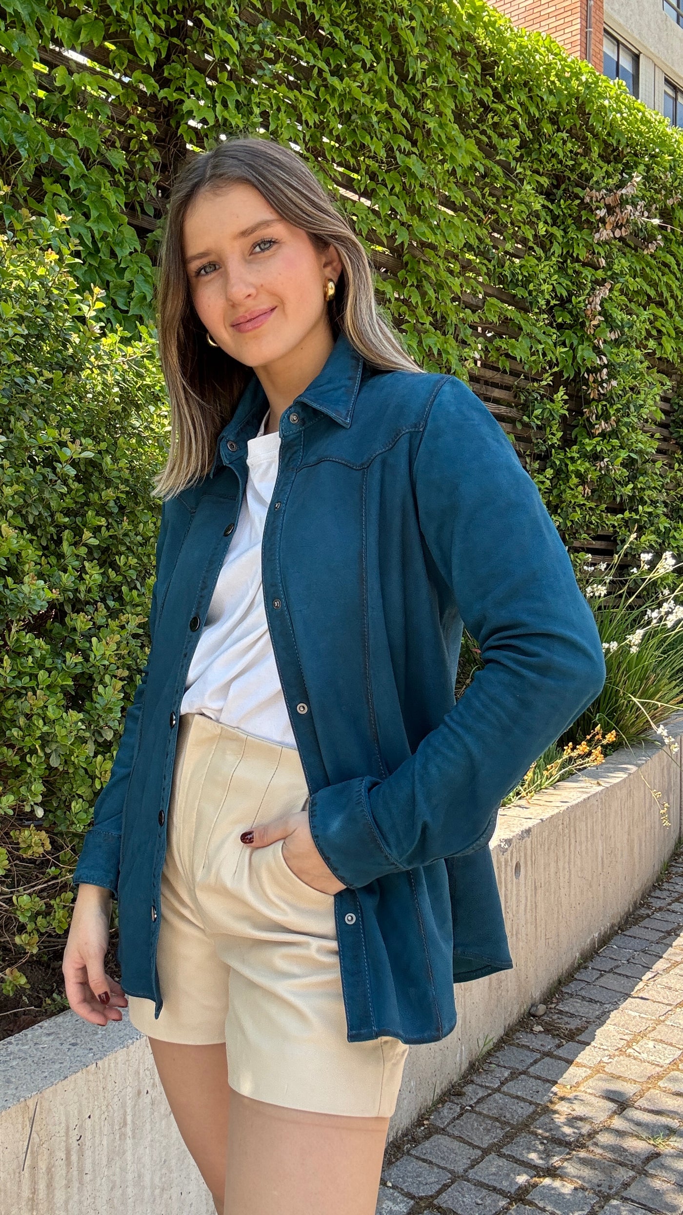 Camisa Gamuza Nilo Turquesa