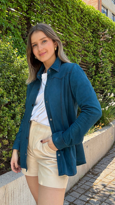 Camisa Gamuza Nilo Turquesa