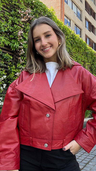 Chaqueta Cuero Verona Rojo