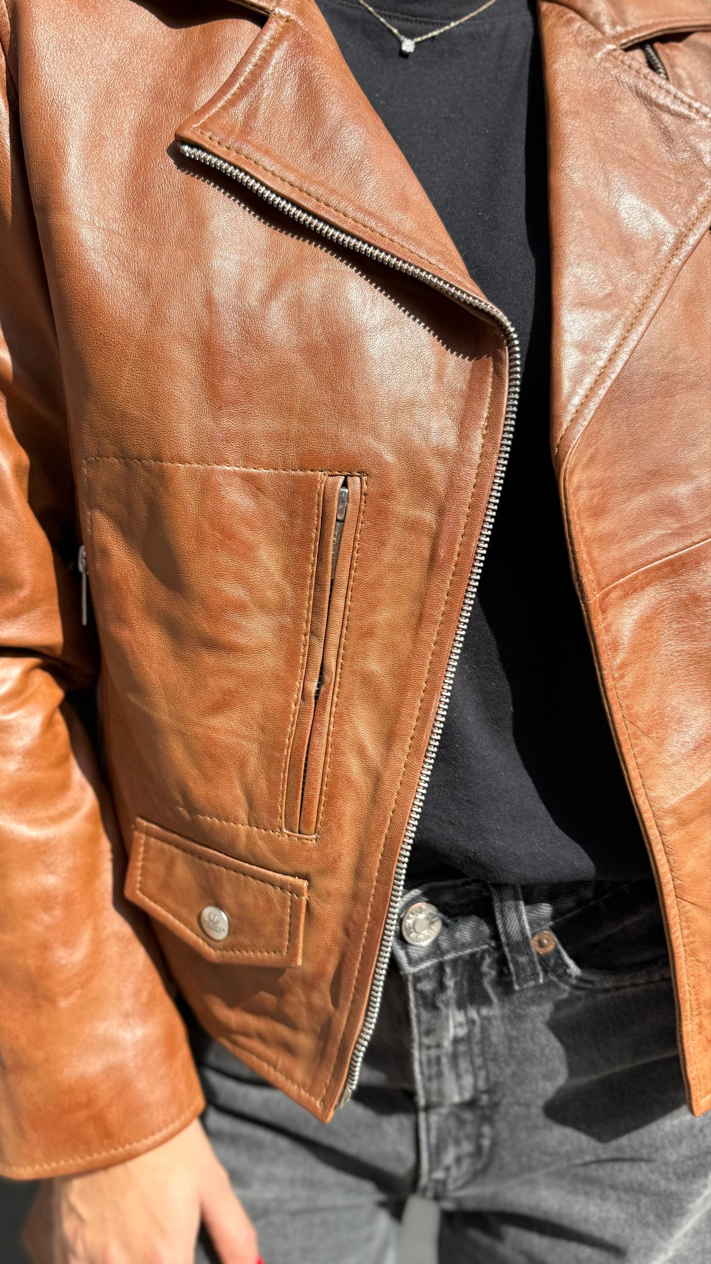 Chaqueta Cuero Oporto Camel