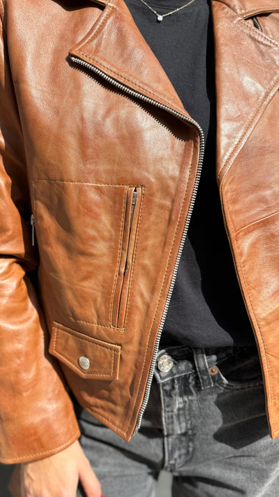 Chaqueta Cuero Oporto Camel