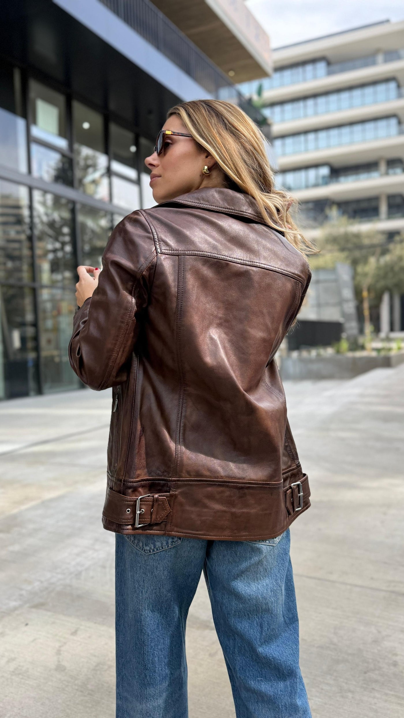 Chaqueta Cuero Biarritz Tabaco