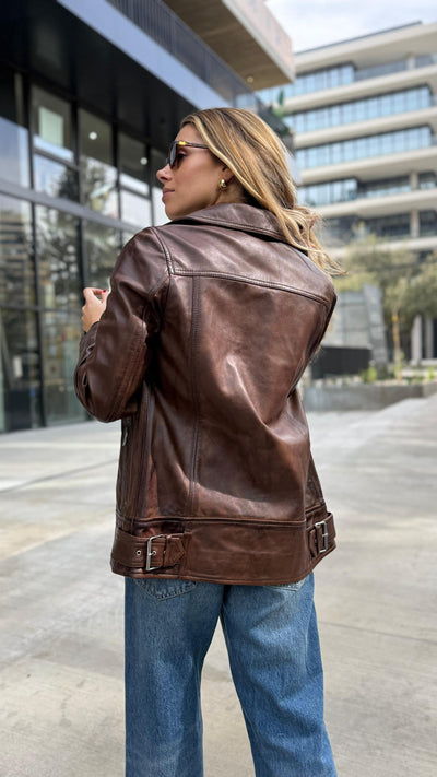 Chaqueta Cuero Biarritz Tabaco