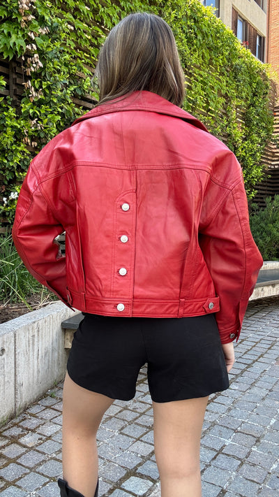Chaqueta Cuero Verona Rojo