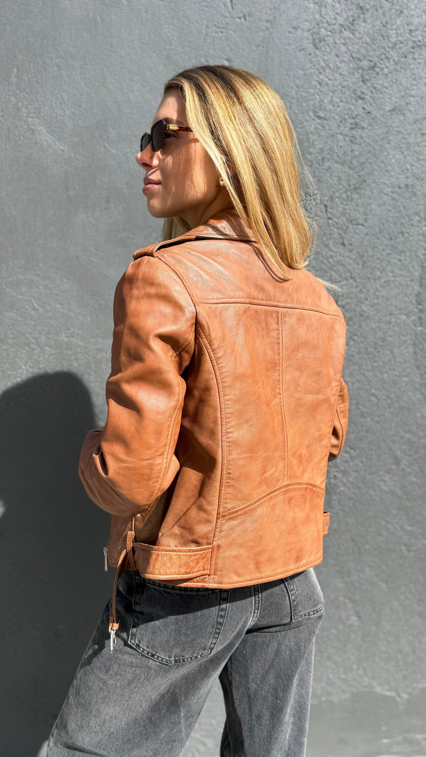Chaqueta Cuero Oporto Camel