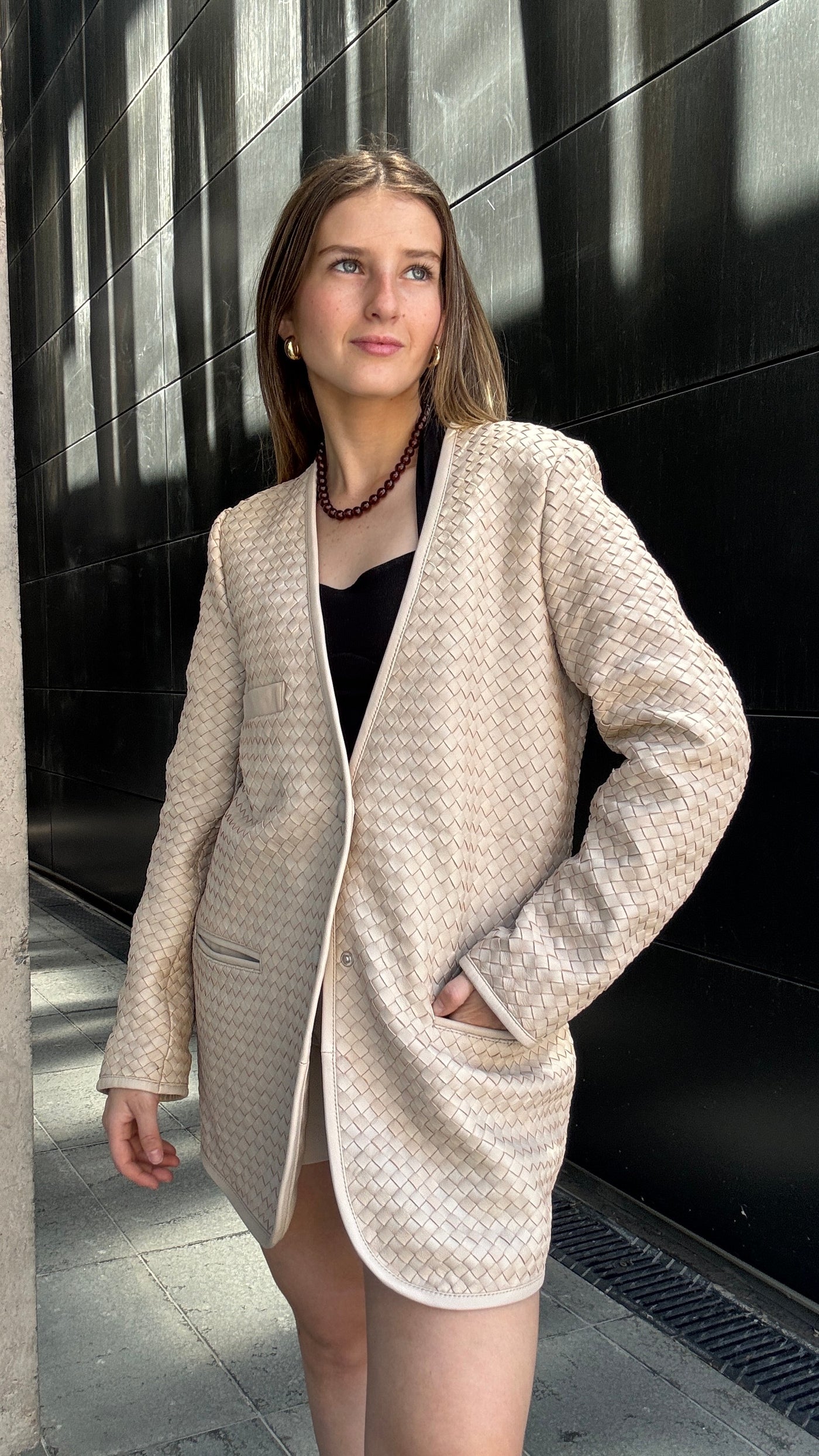 Blazer Cuero Catalina Hueso