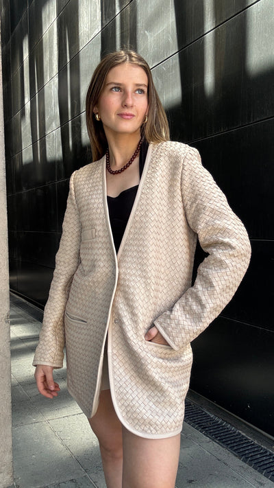 Blazer Cuero Catalina Hueso