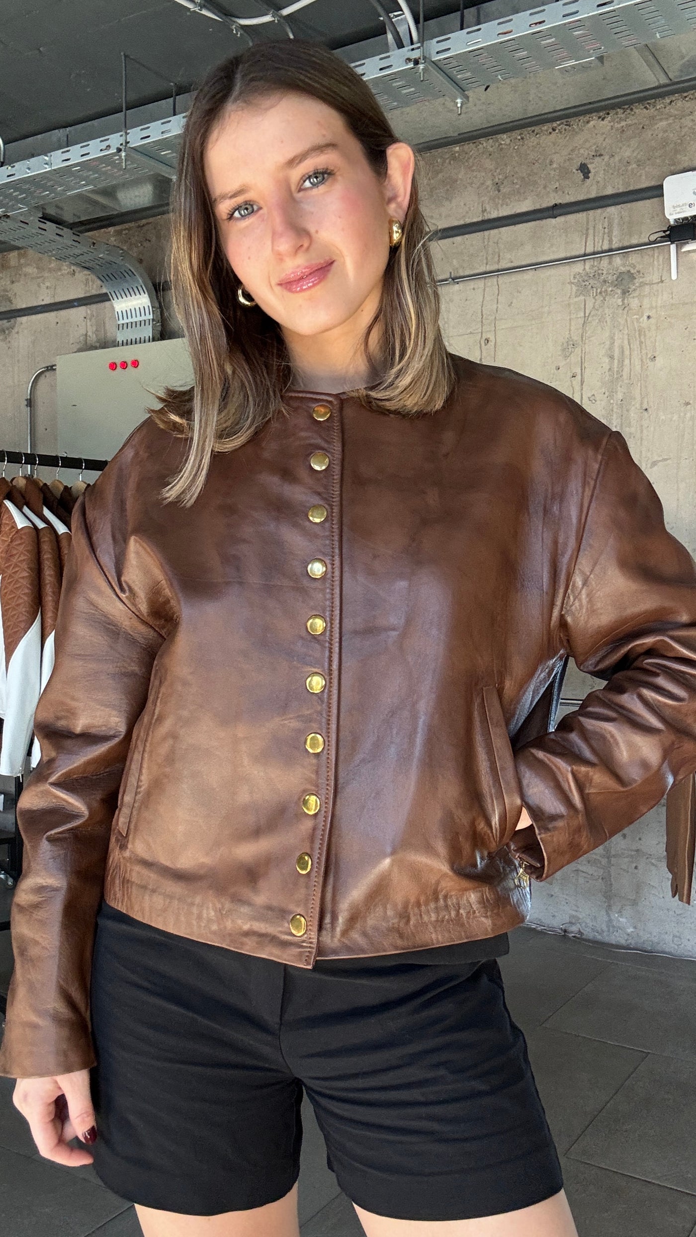 Chaqueta Cuero Fitzroy Tabaco