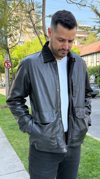Pre-compra Chaqueta Hombre Cuero Regent Negro