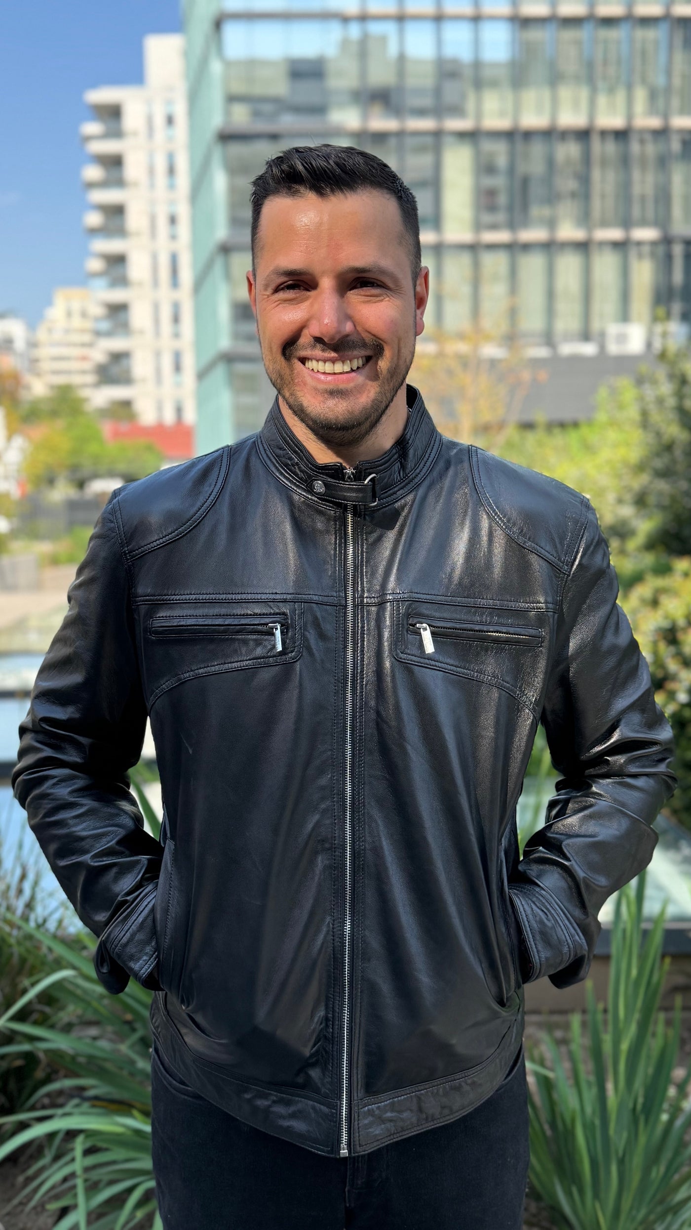 Chaqueta Cuero Hombre Badar Negro