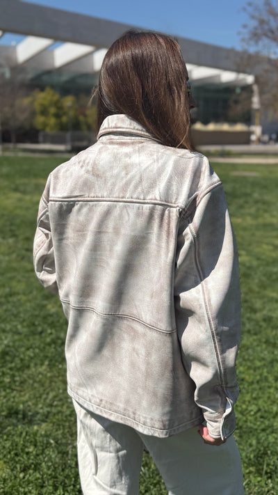 Pre-compra Chaqueta Cuero Dicomo White/Brown wax