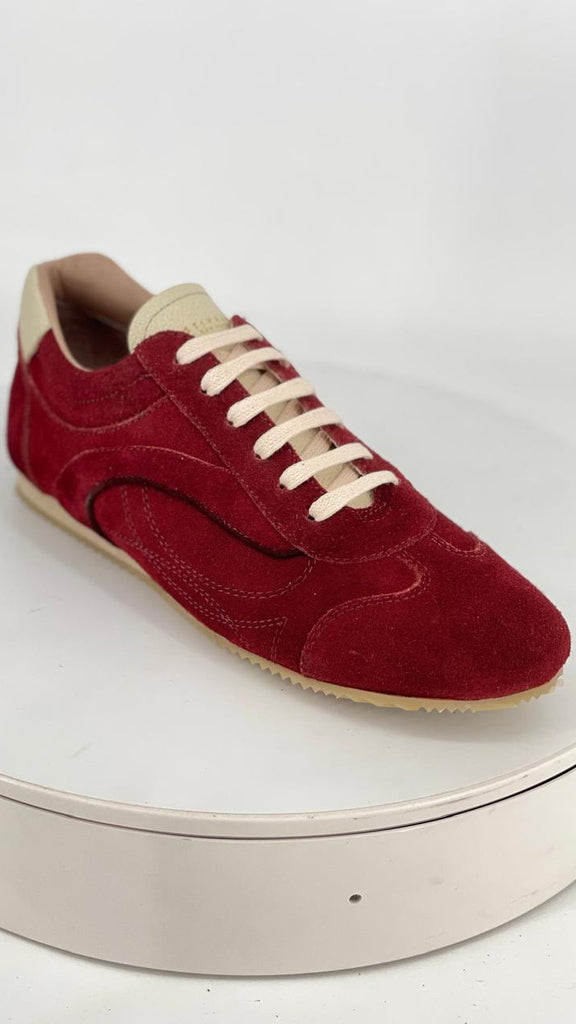 Zapatilla Freeman Cuero Gamuza Vino