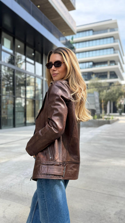 Chaqueta Cuero Biarritz Tabaco