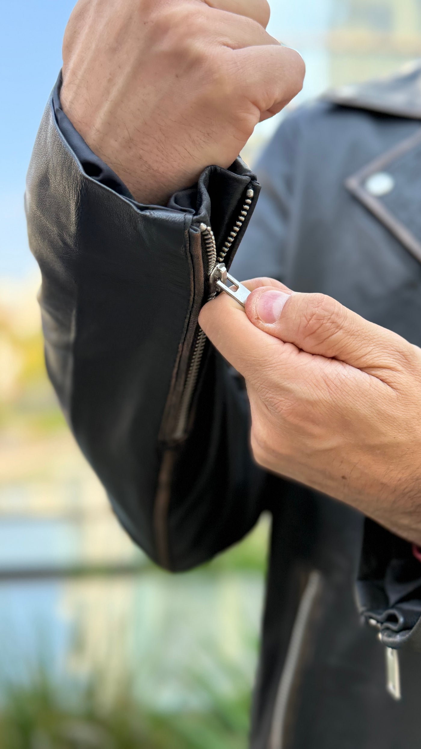 Chaqueta Cuero Hombre Barcelona Negro Desgastado