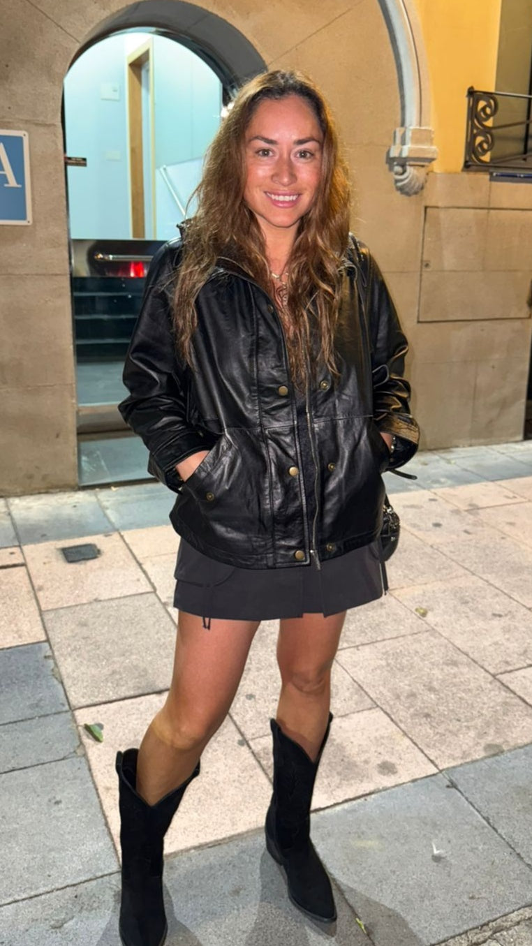 Chaqueta Cuero Gracia Negro