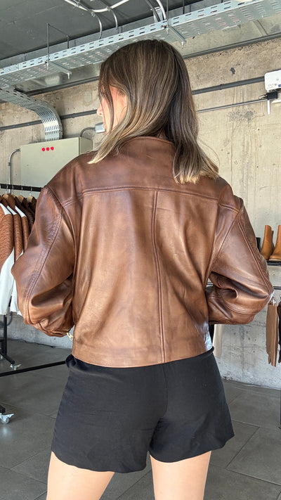 Chaqueta Cuero Fitzroy Tabaco
