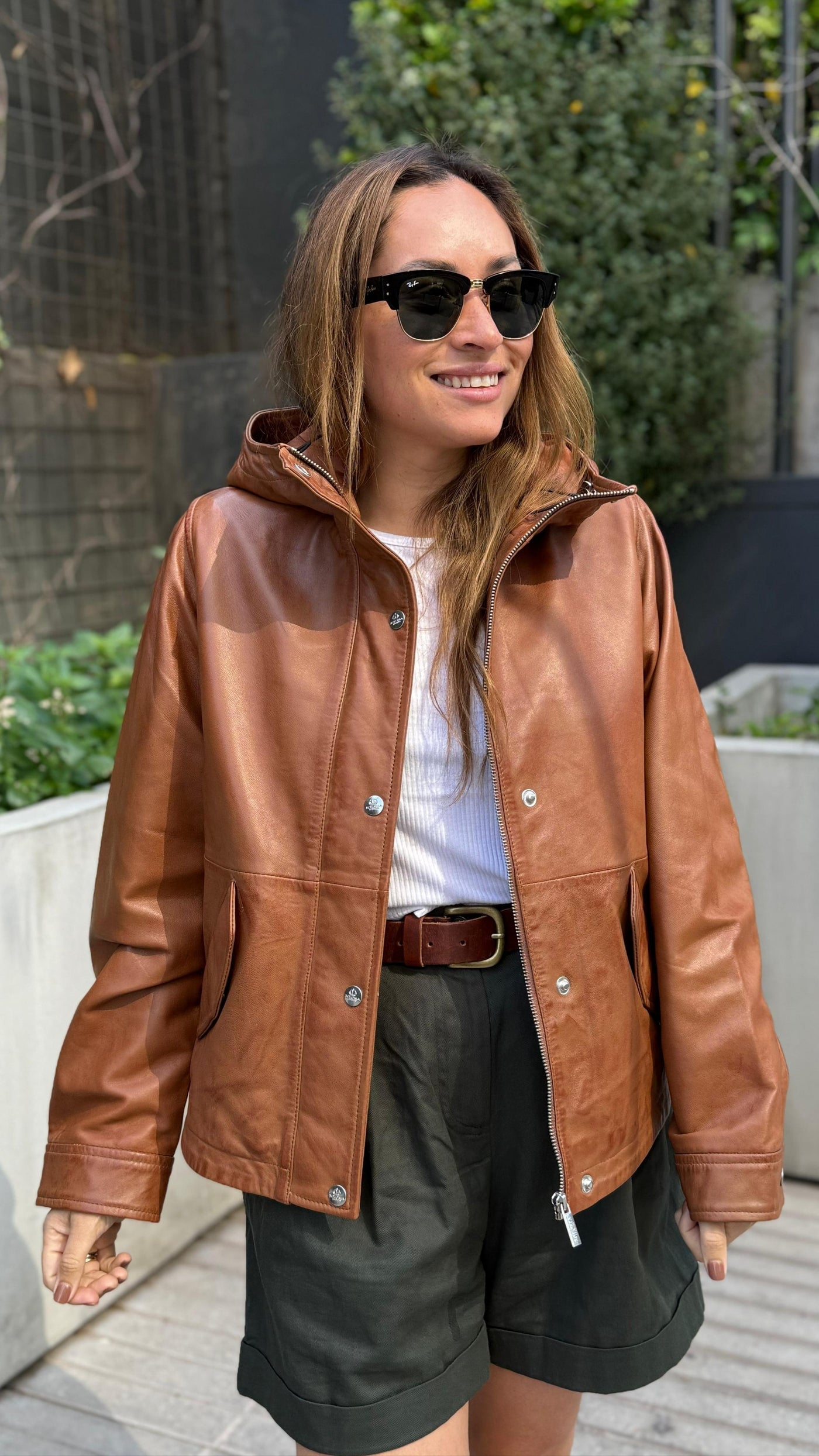 Chaqueta Cuero Gracia Camel