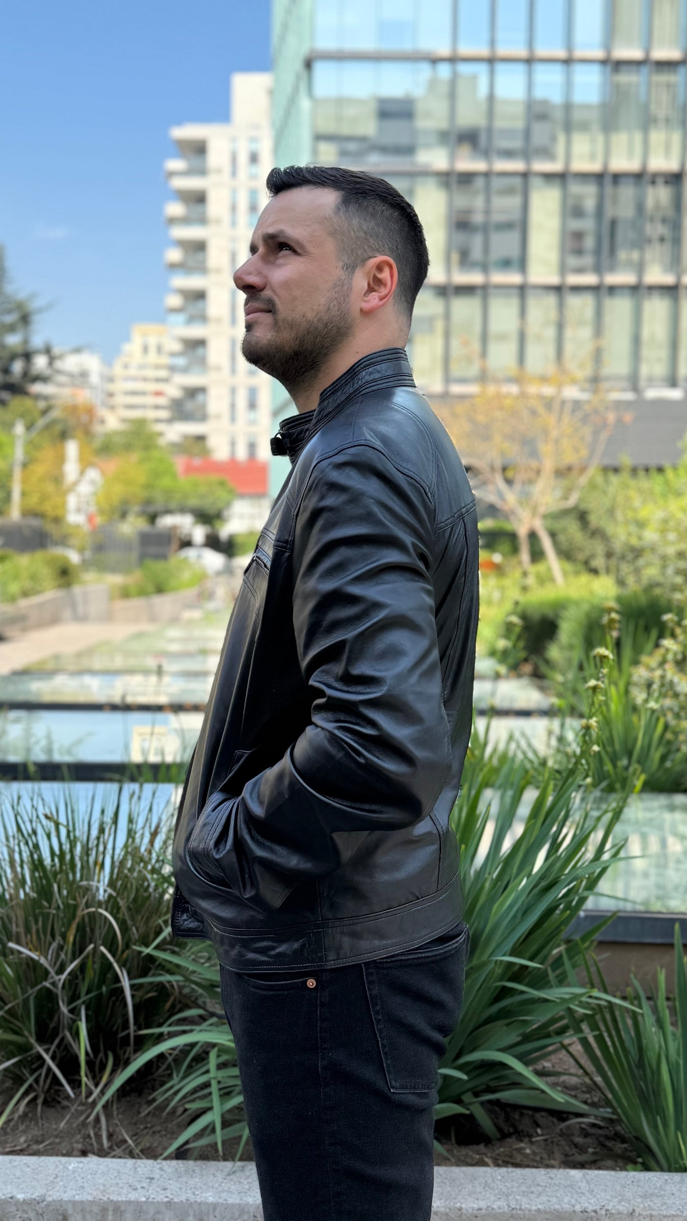 Chaqueta Cuero Hombre Badar Negro