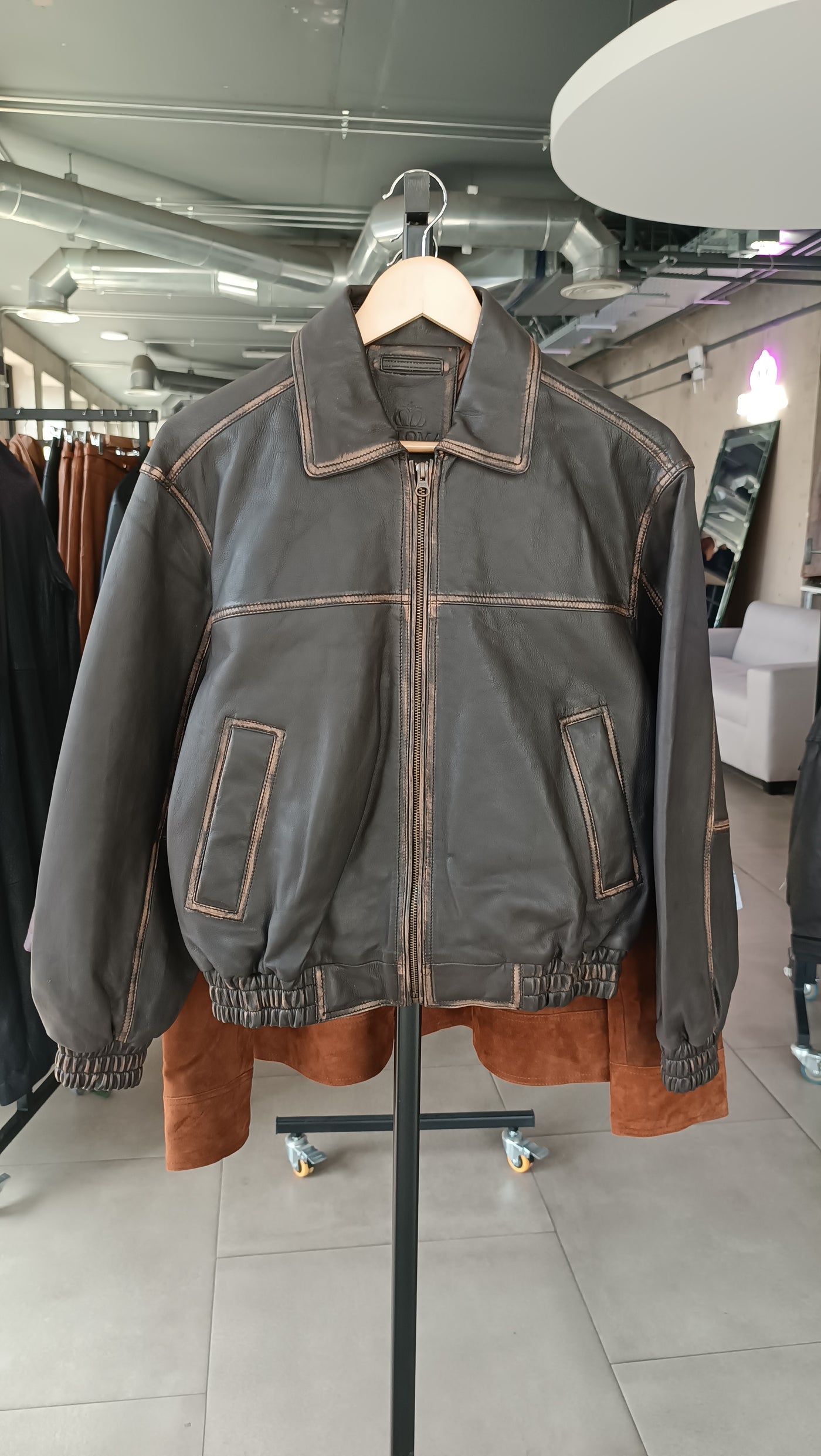 Chaqueta Cuero Michigan Chocolate Desgastado