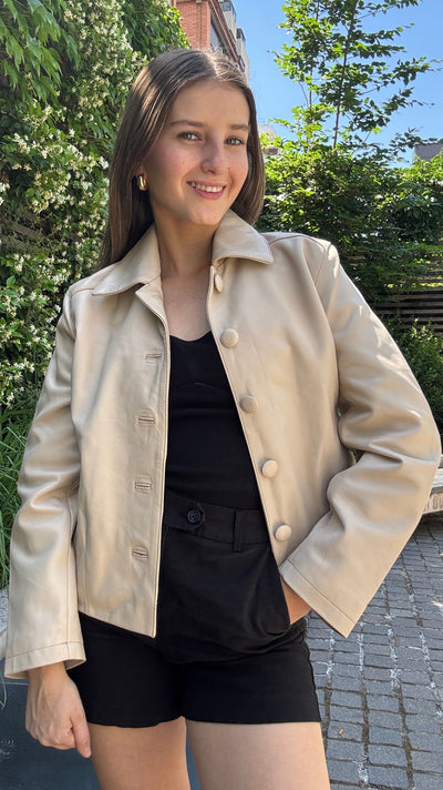 Chaqueta Cuero Constanza Hueso