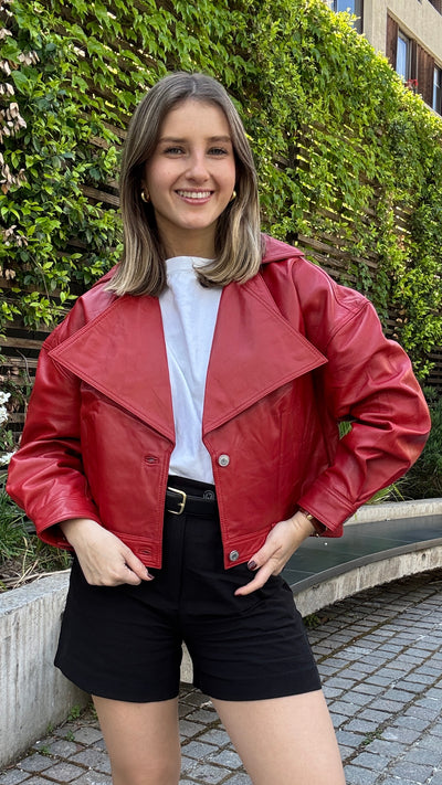 Chaqueta Cuero Verona Rojo