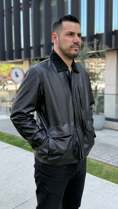Pre-compra Chaqueta Hombre Cuero Regent Negro