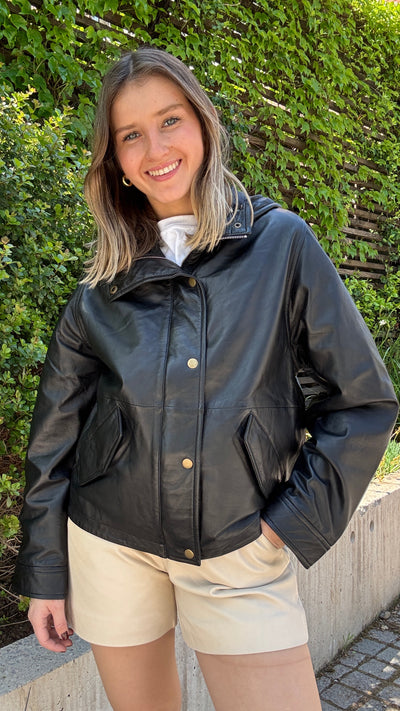 Chaqueta Cuero Gracia Negro