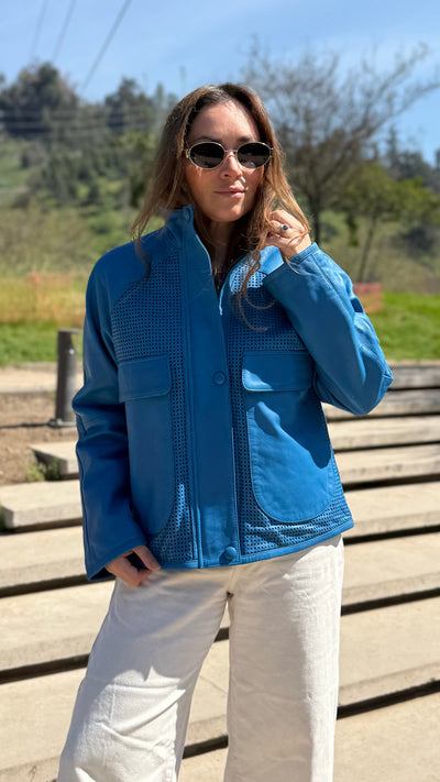 Pre-compra Chaqueta Cuero Natal Azulino Oversize