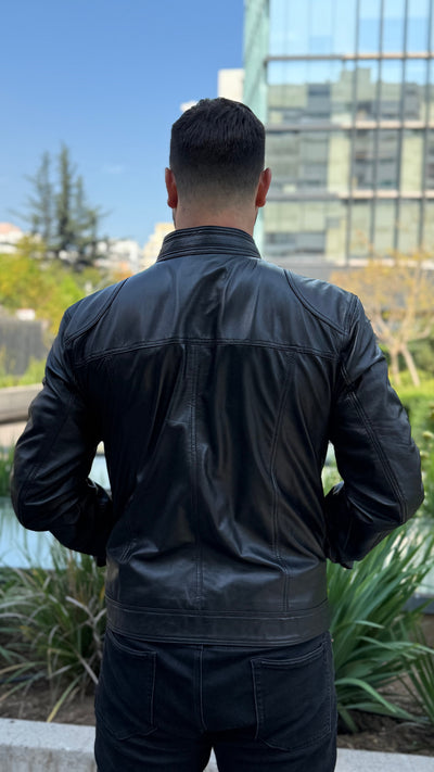 Chaqueta Cuero Hombre Badar Negro