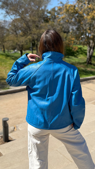 Pre-compra Chaqueta Cuero Natal Azulino Oversize