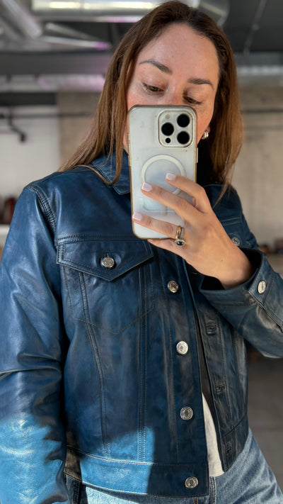 Pre-compra Chaqueta Cuero Ebro Blue wax