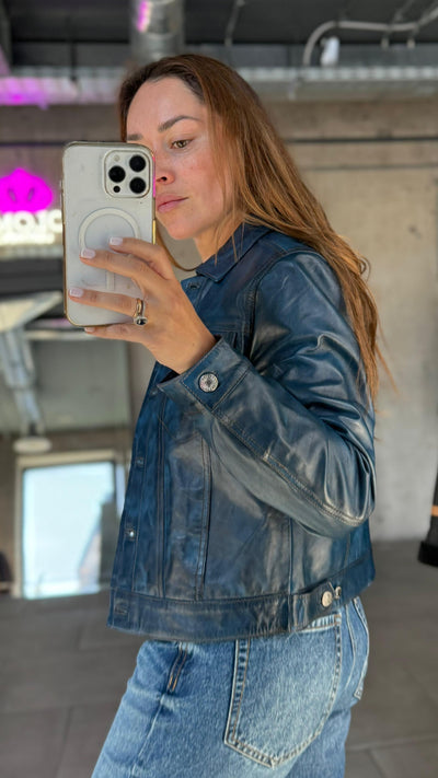 Pre-compra Chaqueta Cuero Ebro Blue wax
