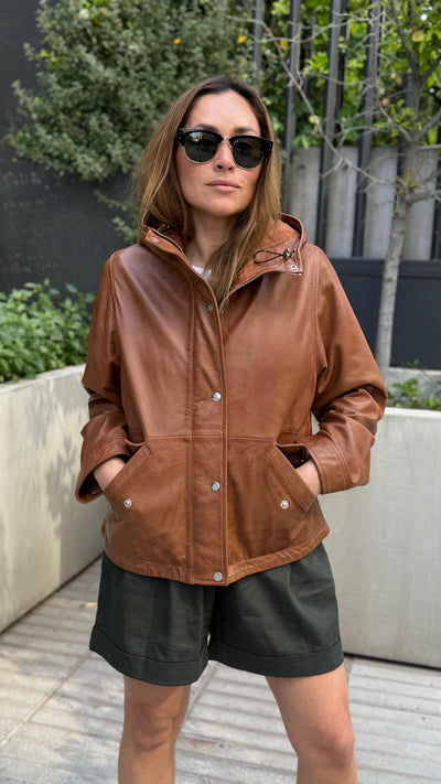 Chaqueta Cuero Gracia Camel