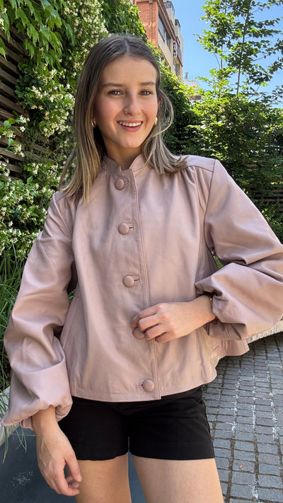 Chaqueta Cuero Kara Palo Rosa