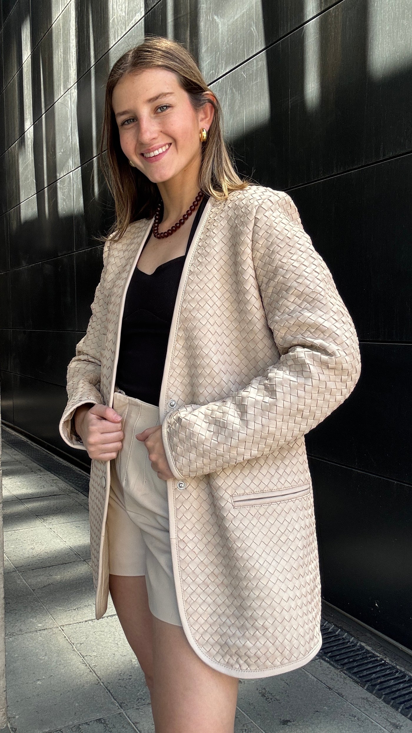 Blazer Cuero Catalina Hueso