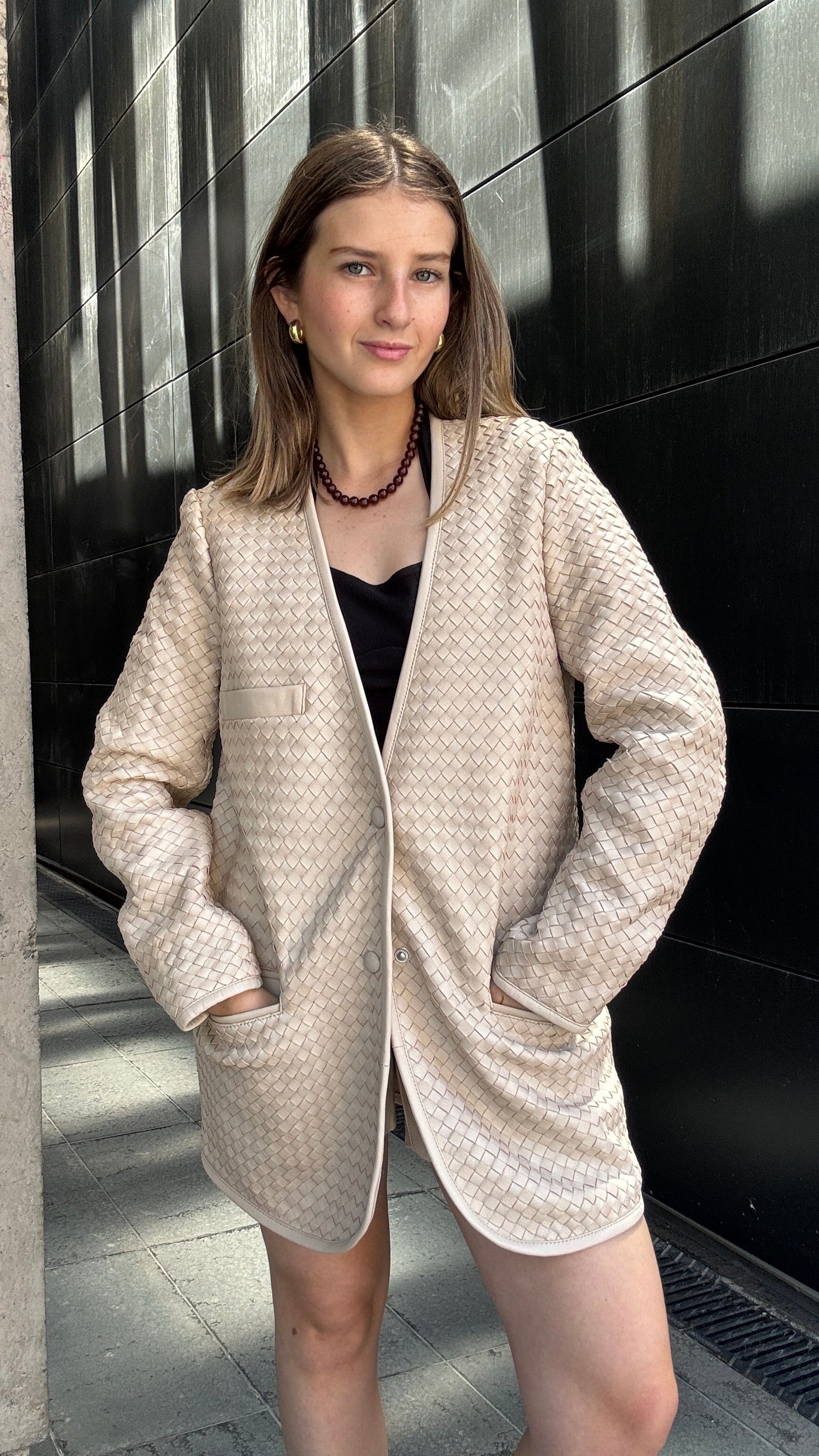 Blazer Cuero Catalina Hueso