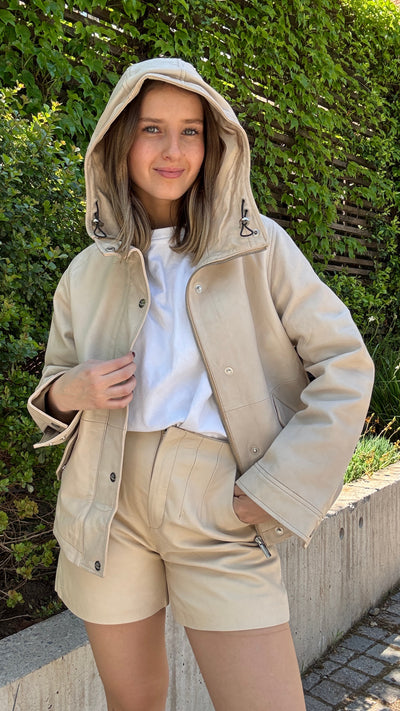 Chaqueta Cuero Gracia Hueso