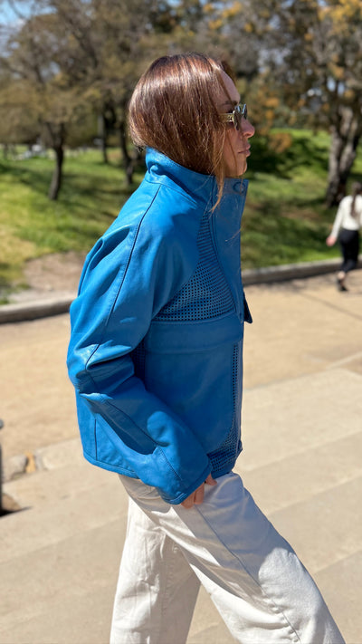 Pre-compra Chaqueta Cuero Natal Azulino Oversize