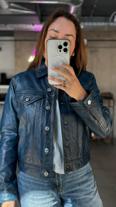 Pre-compra Chaqueta Cuero Ebro Blue wax
