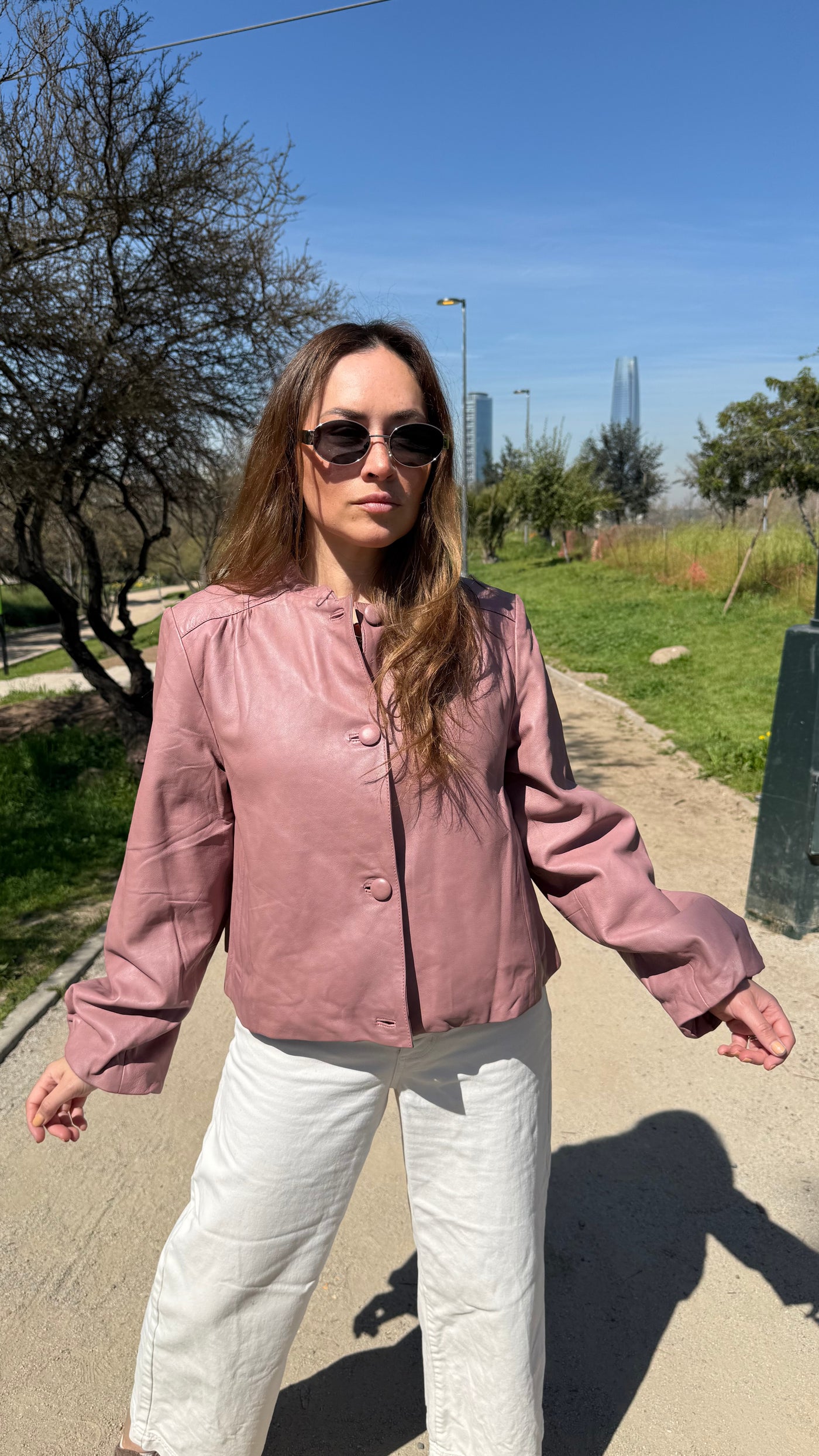 Pre-compra Chaqueta Cuero Kara Rosa