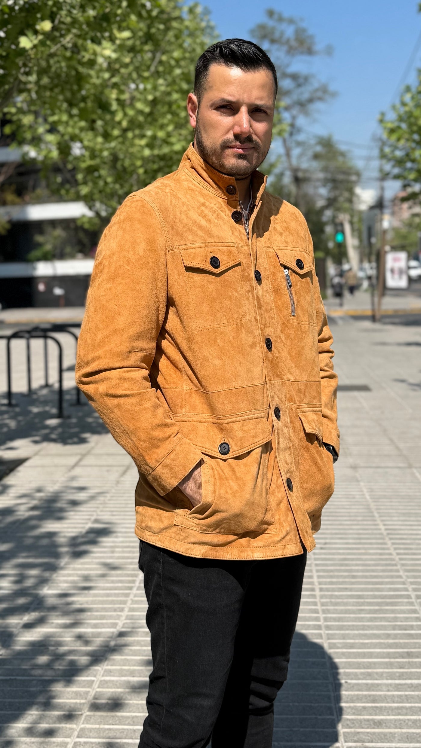 Pre-compra Chaqueta Hombre Gamuza Monza Camel