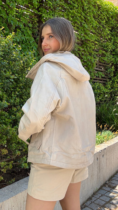 Chaqueta Cuero Gracia Hueso