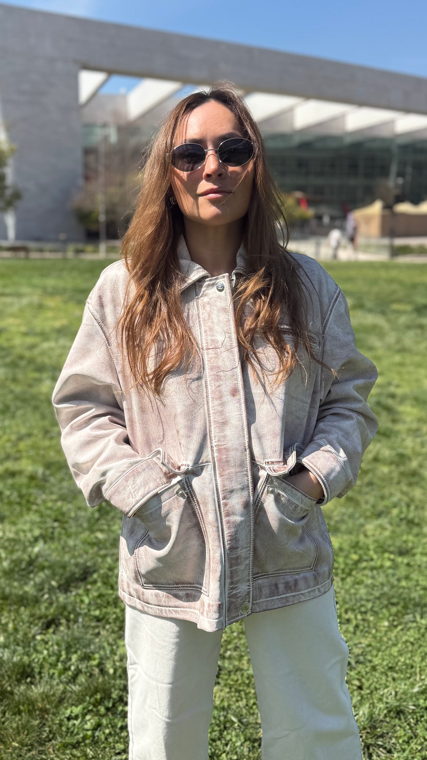 Pre-compra Chaqueta Cuero Dicomo White/Brown wax