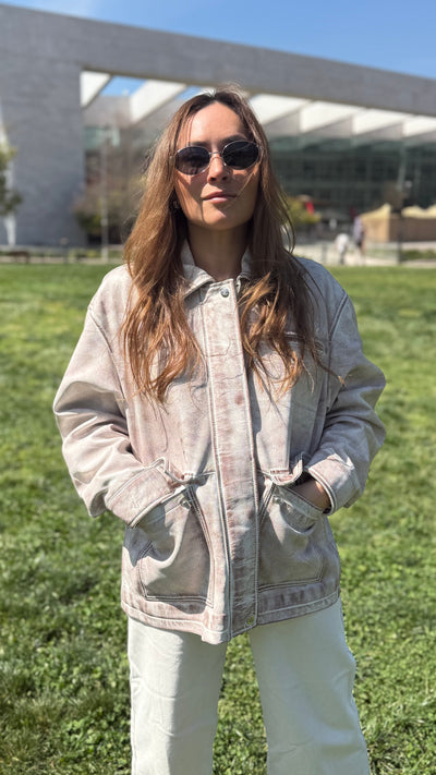 Pre-compra Chaqueta Cuero Dicomo White/Brown wax
